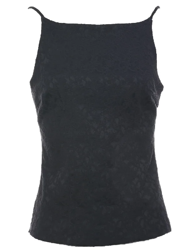 Feminine Charm Strappy Black Top - S