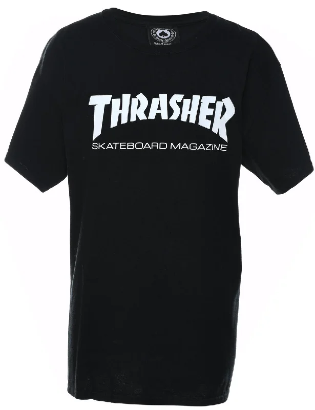 Multifunctional Style Thrasher Black & White Printed T-shirt - L
