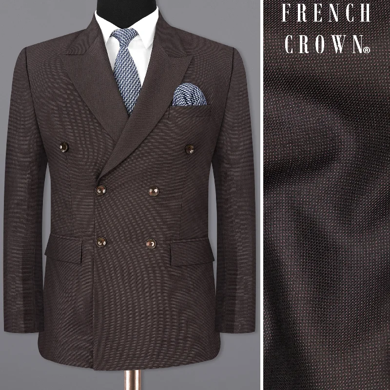 Stretch Design Bleached Cedar Brown Double Breasted Blazer
