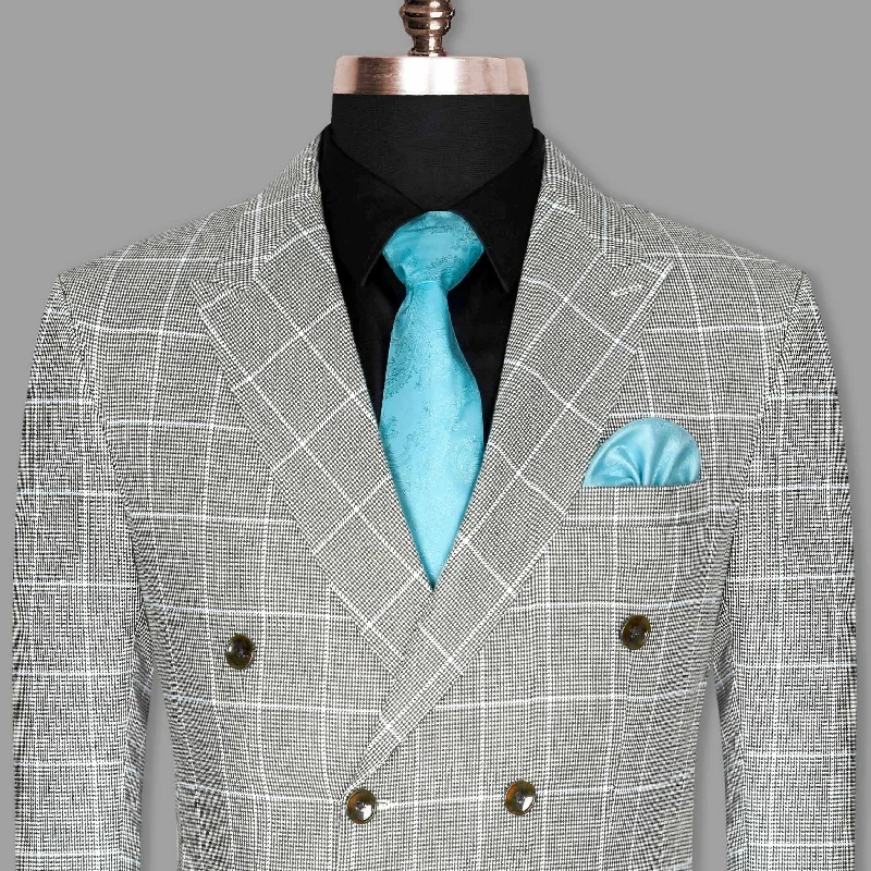 Advanced Customization Black and White Houndstooth Windowpane Stretchable Double Breasted traveler Blazer