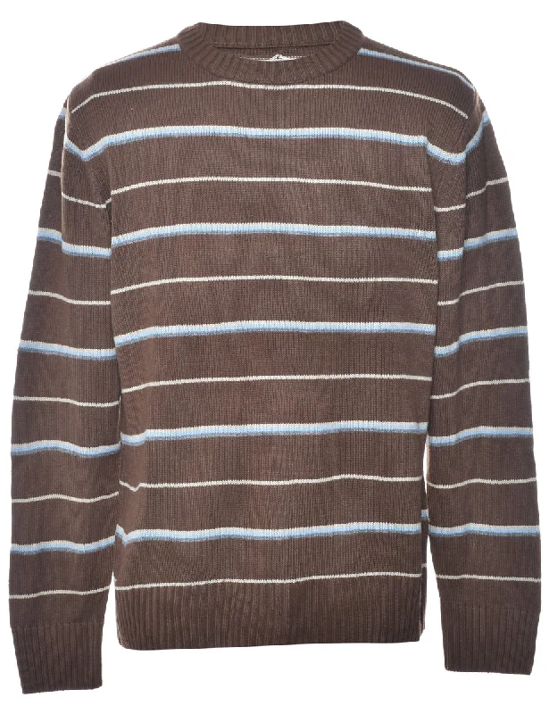 French Style Striped Print Jumper - L