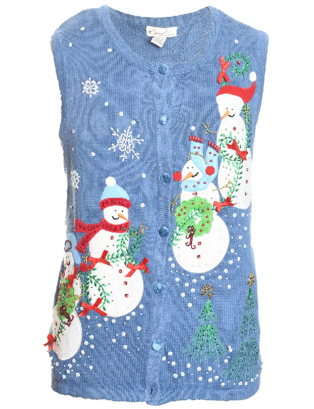European And American Style Snowman Christmas Vest - L