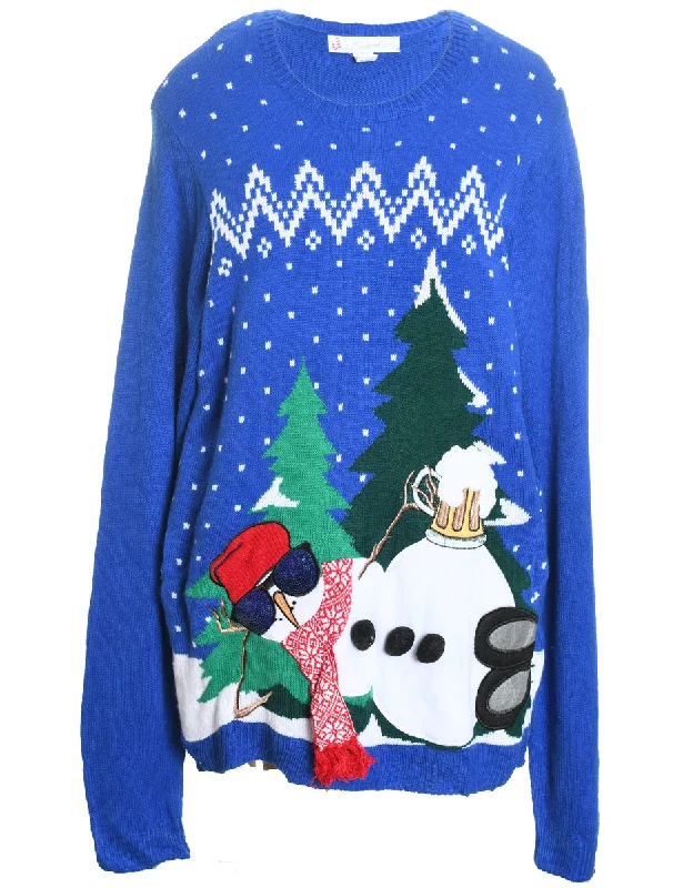 British Fashion Snowman Christmas Jumper - XL