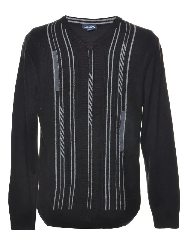Exclusive Customization Striped Black Jumper - M