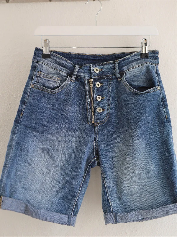 Street Vertical And Horizontal Design Melly & Co Denim 4 Button Shorts