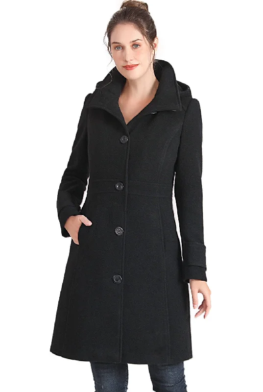Classic Style BGSD Women Jem Stand-Collar Wool Coat