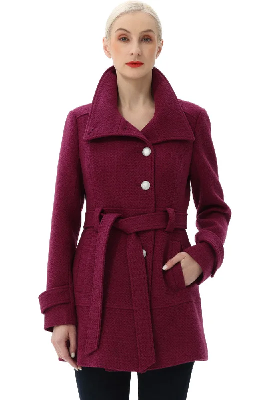 Warm and substantial BGSD Women Wool Belted Walking Coat