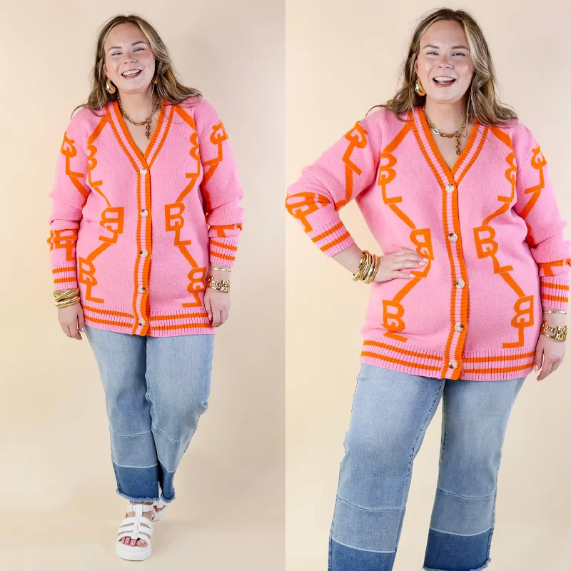 Comfortable Fashion BuddyLove | Varsity Cardigan in Persimmon (Pink)
