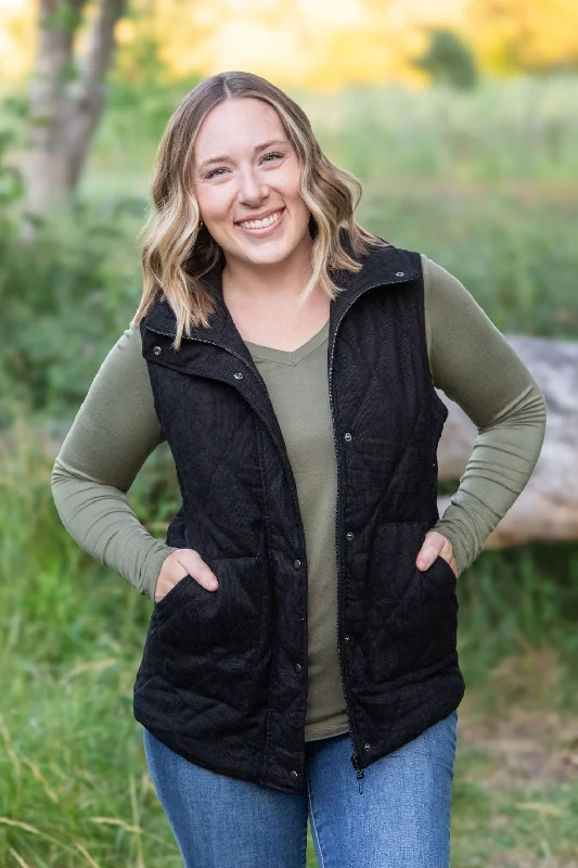 Classic Design Corduroy Vest - Black