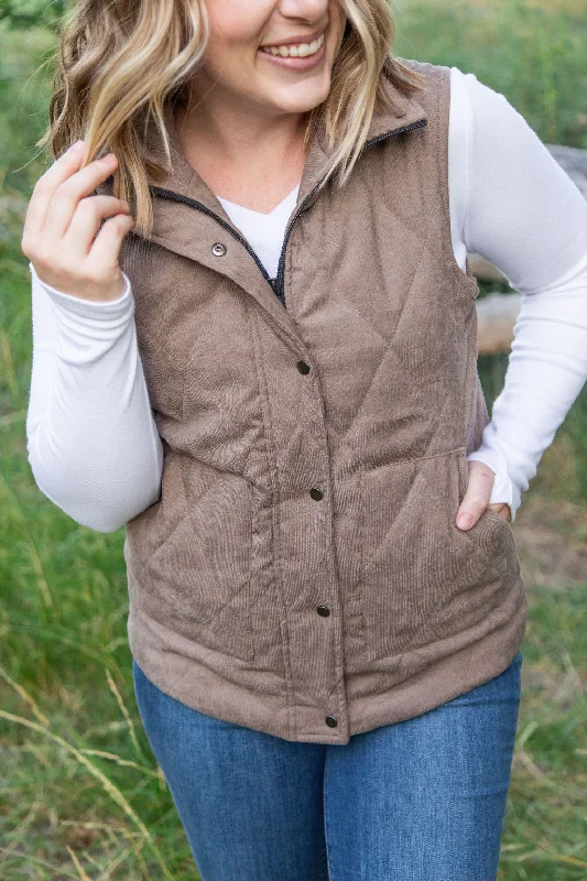 Elegant Wear Corduroy Vest - Mocha