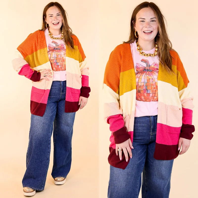 Happy Hour Multicolor Knit Cardigan in Orange and Pink