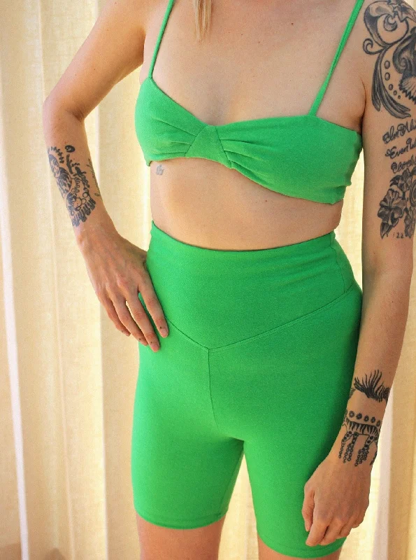 Comfort Fit High Rise Biker - Green