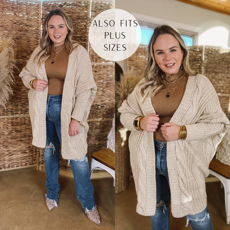 Caramel Spice Kisses Long Sleeve Dolman Cardigan in Ivory