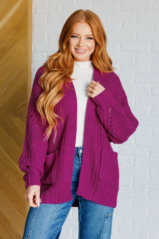 Comfy Chic Maybe Monday Cardigan in Berry