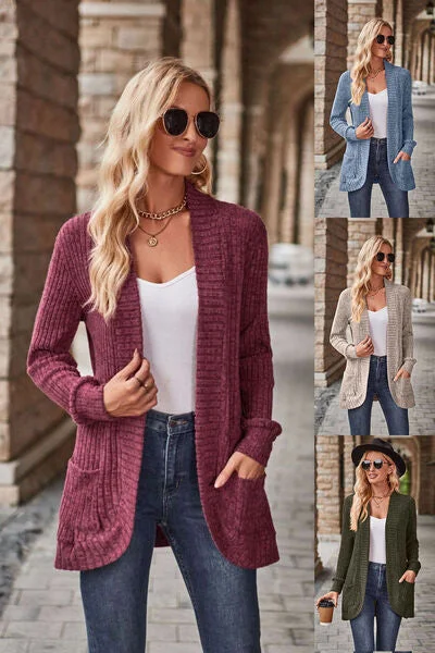 Effortless Style Open Front Cardigan with Pockets