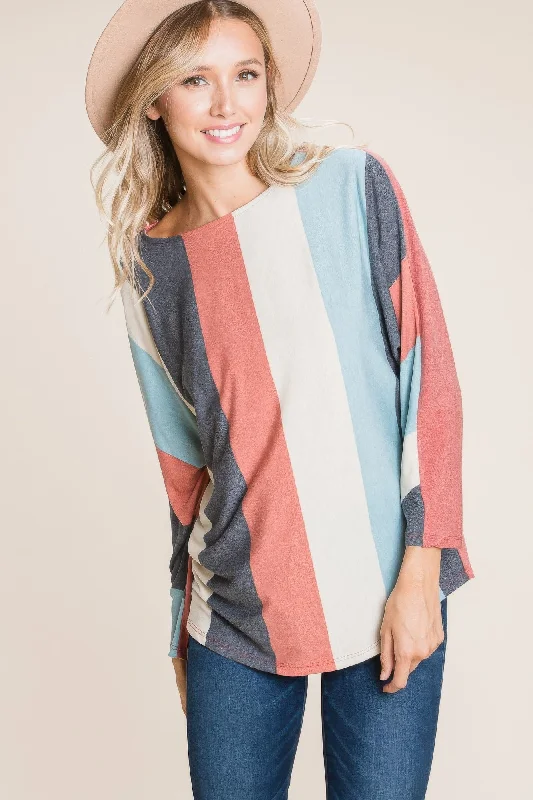 Casual Choice Striped Dolman Sleeves Top