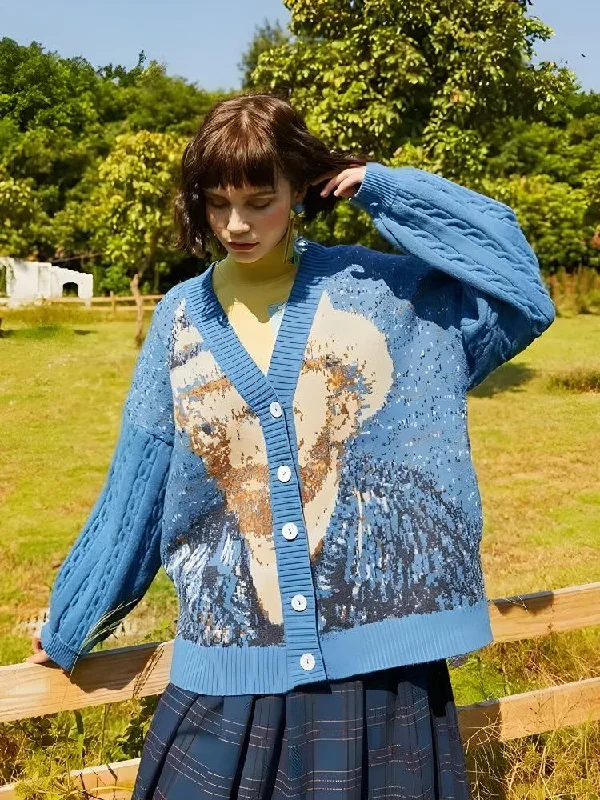 Age-reducing Style Van Gogh Self Portrait Cardigan