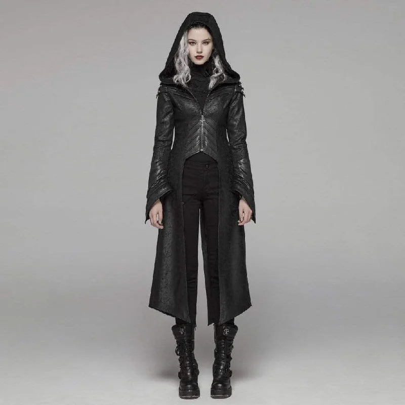 Women's Goth Forked Tail Faux Leather Long Jacket