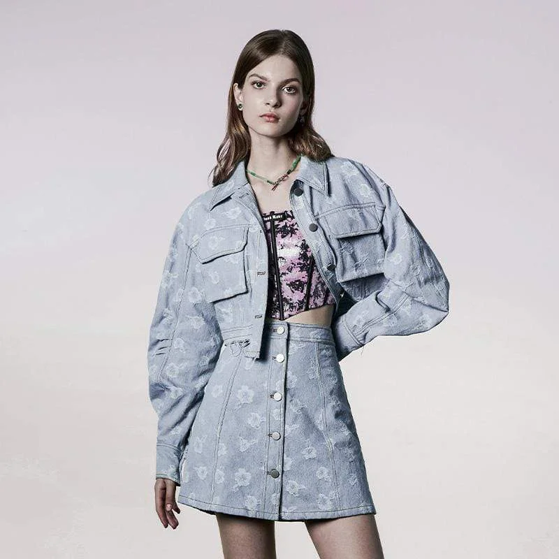 Must-have For Autumn And Winter Women's Grunge Puff Sleeved Denim Short Coat