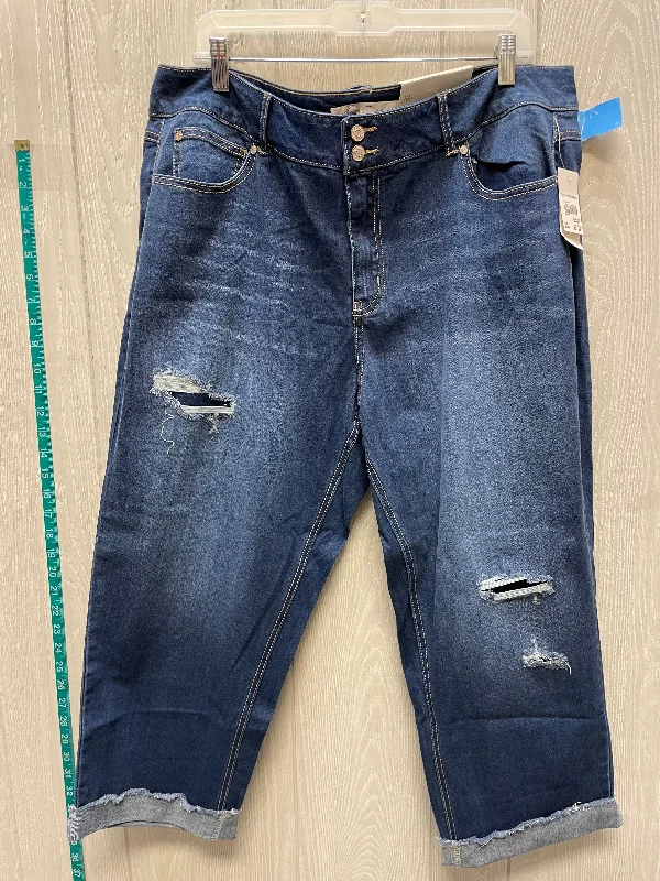 Cozy Sweaters Jeans Cropped By Cato In Blue Denim, Size: 20