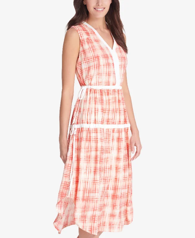 DKNY Printed Ruched Dress