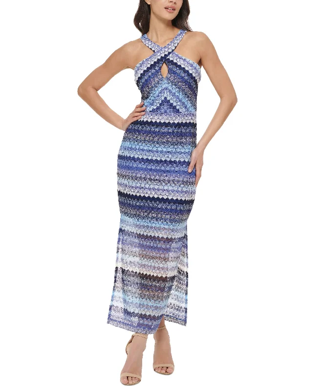 Guess Womens Crochet Lace Halter Maxi Dress