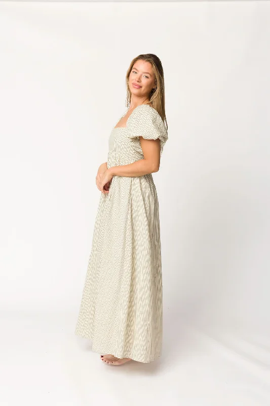 Jules Striped Maxi Dress in Natural/Black - Bump Friendly