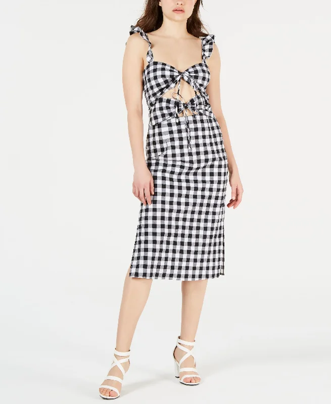 Leyden Cutout Gingham Midi Dress