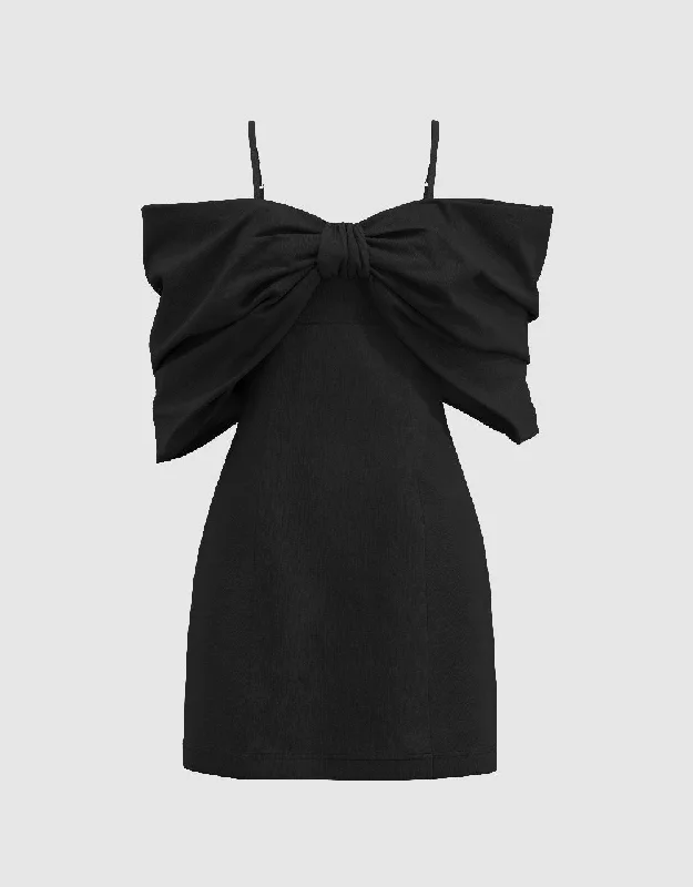 Off-Shoulder Bow Skinny Dress