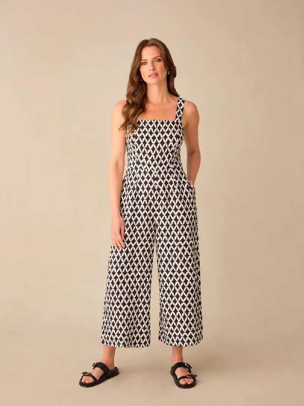 Petite Mono Geo Print Strappy Jumpsuit