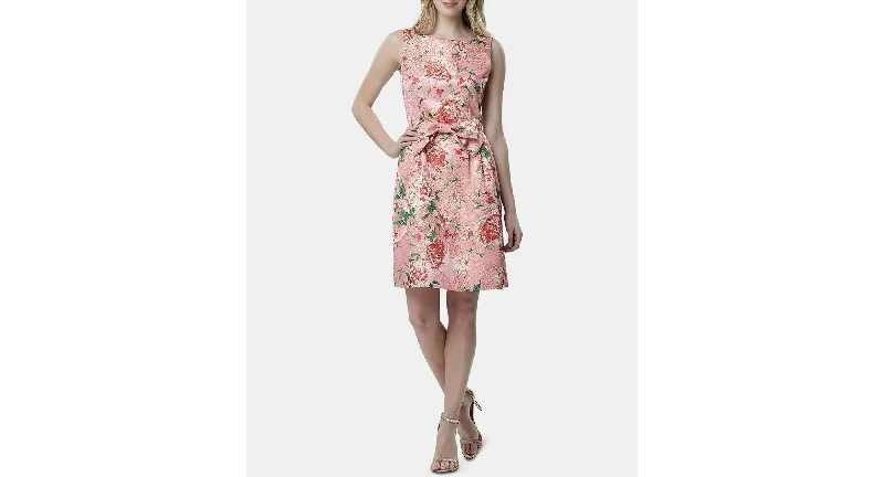 Goddess Style Tahari Asl Metallic Bow Fit Flare Dress