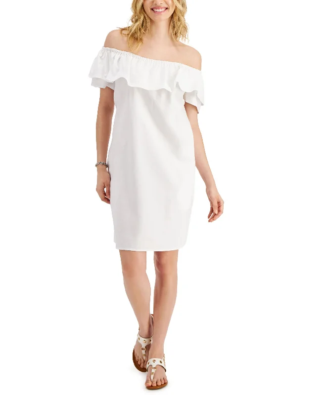 Tommy Hilfiger Womens Off The Shoulder Dress