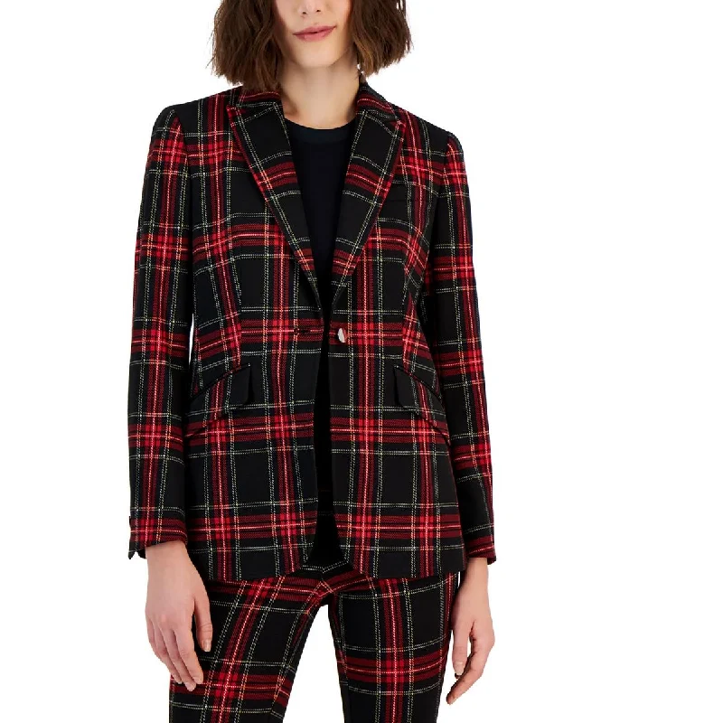 Anne Klein Womens Plaid Suit Separate One-Button Blazer