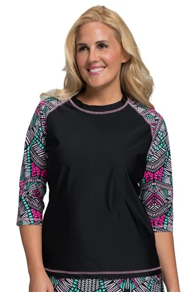 Personalized print Baseball Babe Inspired Long 3/4 Sleeve Rash Guard Swim Shirt
