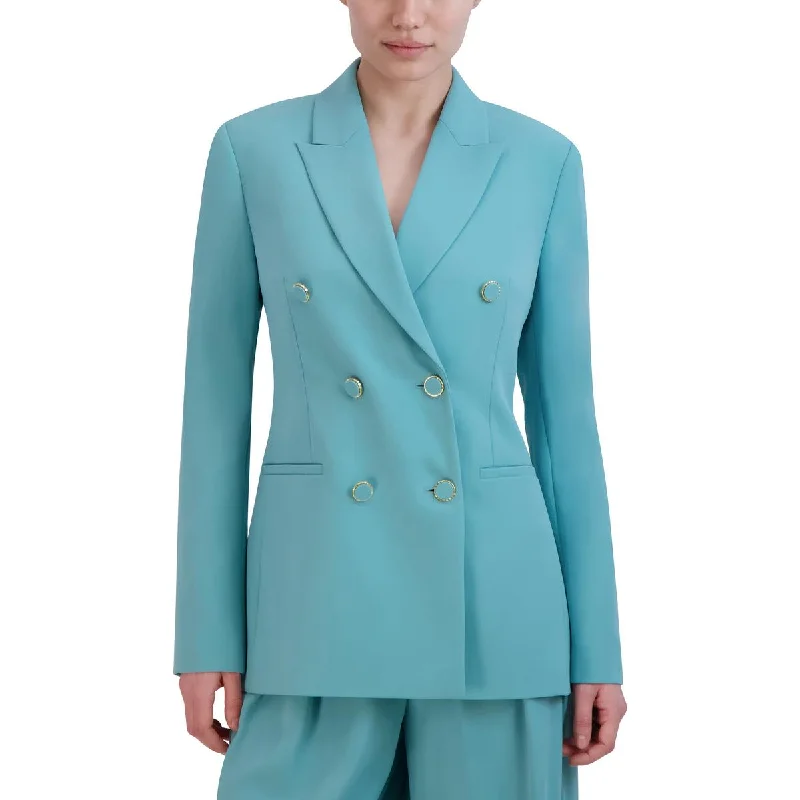 BCBGMAXAZRIA Womens Embellished Long Sleeve Double-Breasted Blazer