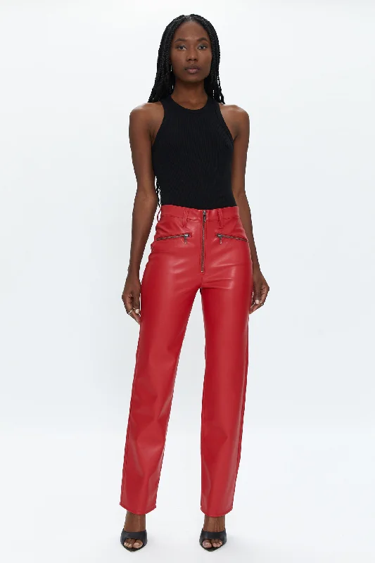 Pistola Cassie Exposed Zipper Super High Rise Straight Pant in Garnet