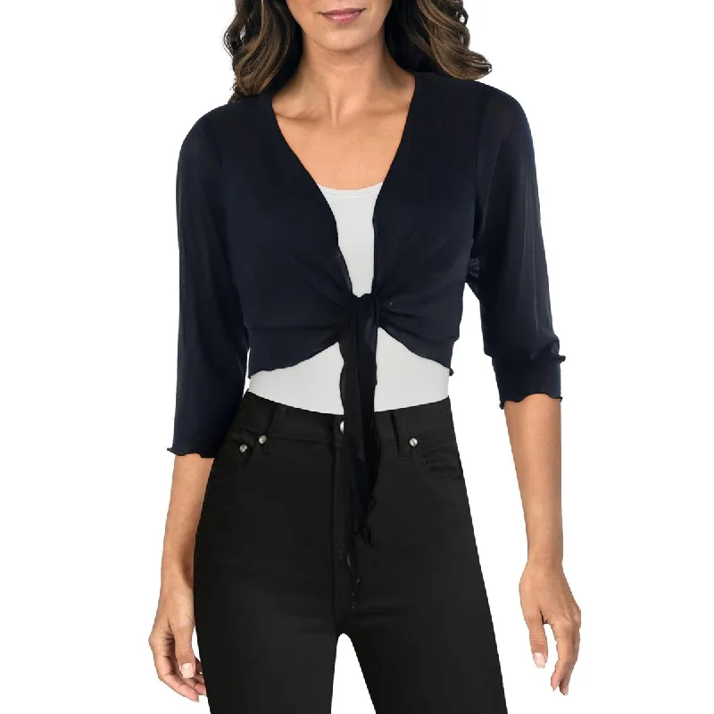 Connected Apparel Womens Petites Tie Front Crop Bolero