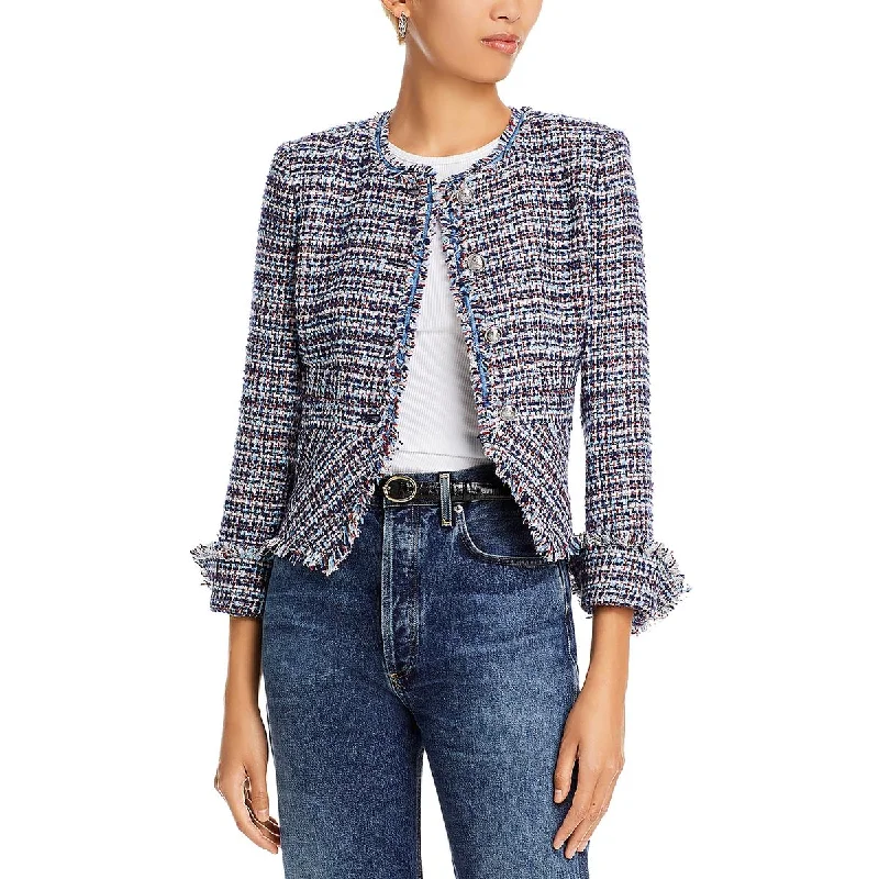 Derek Lam 10 Crosby Womens Elizabeth Tweed Office Collarless Blazer