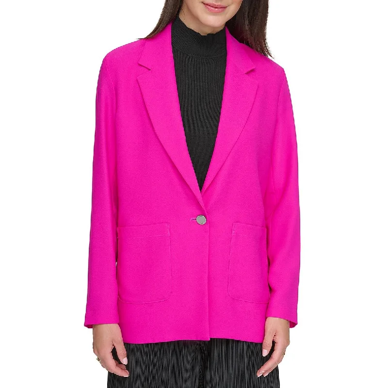 Trendy Traveler DKNY Womens Solid Business One-Button Blazer