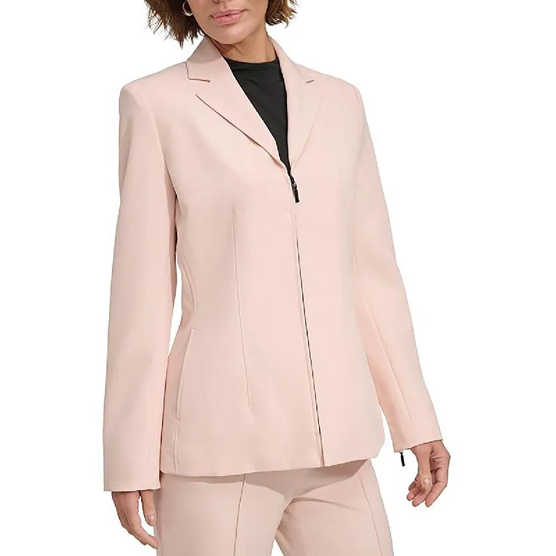 DKNY Womens Solid  Double-Breasted Blazer