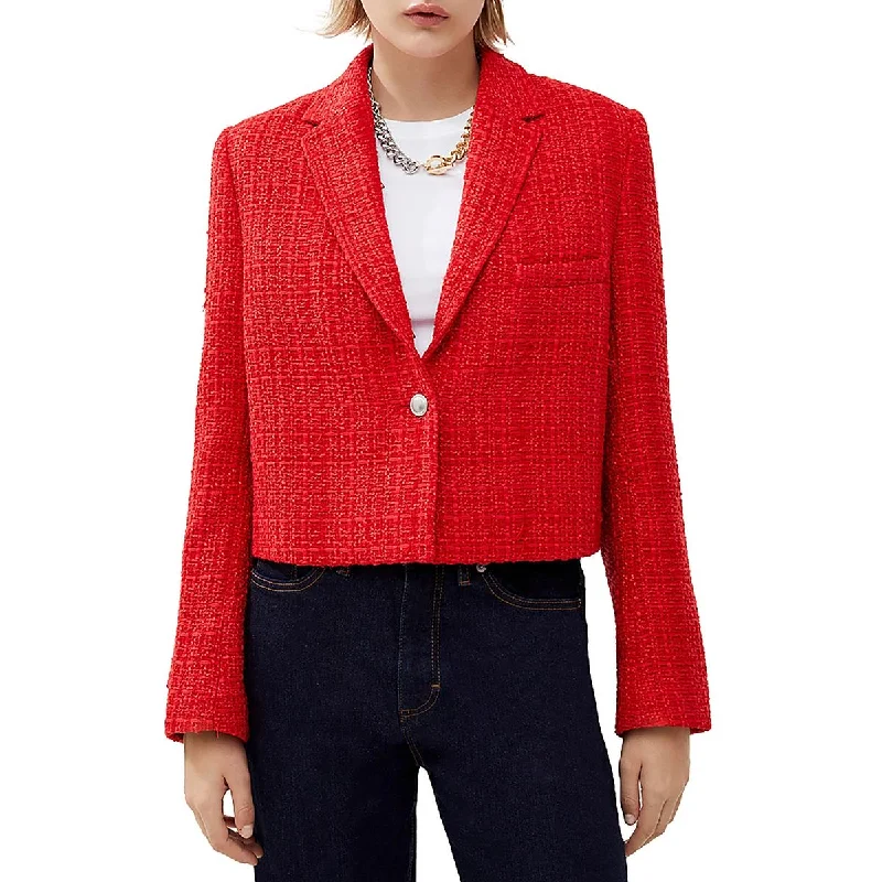 French Connection Womens Tweed Cropped One-Button Blazer