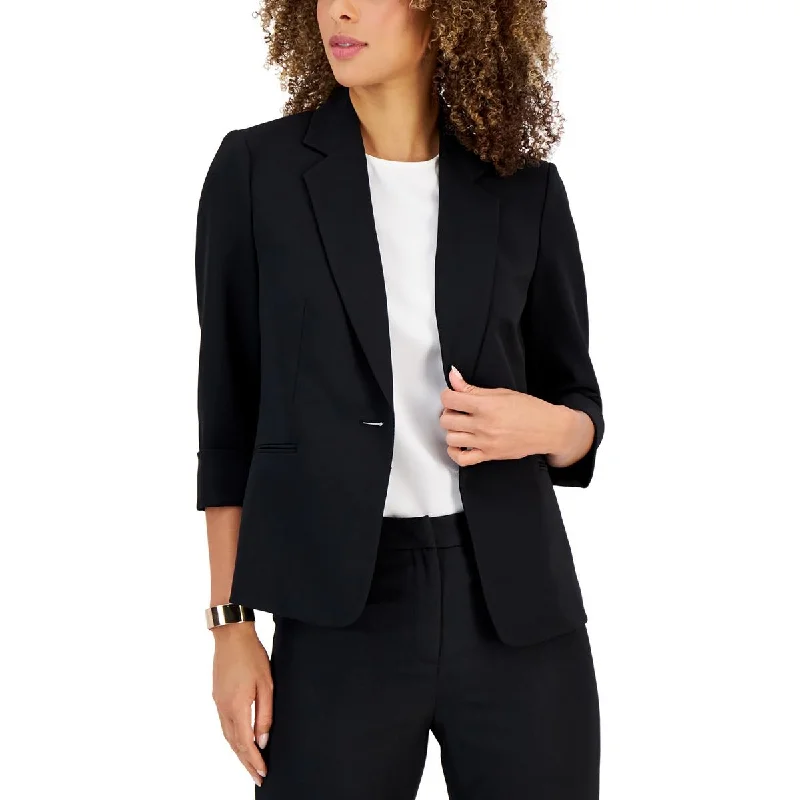 Kasper Womens Plus Collar Business One-Button Blazer