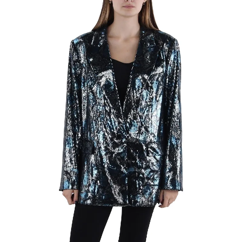 Kobi Halperin Womens Audrey Sequined Suit Separate One-Button Blazer