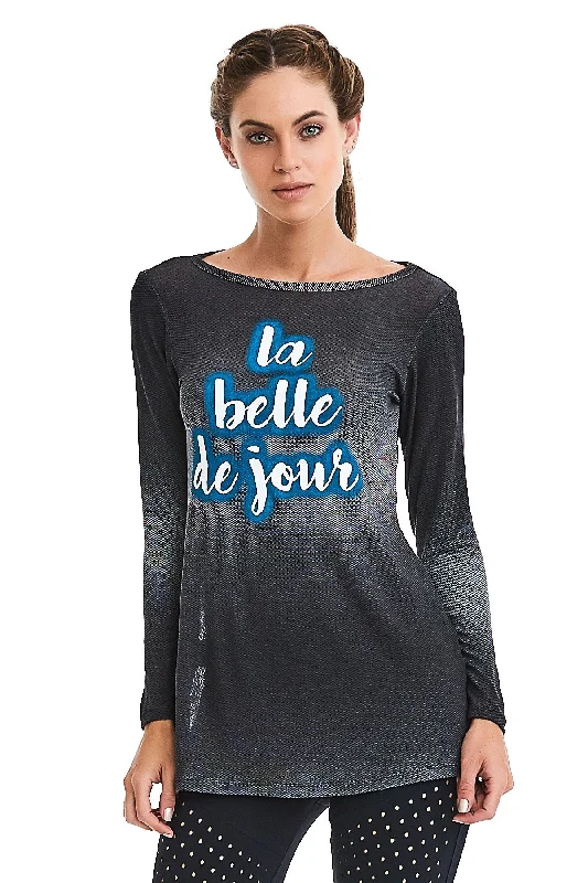 La Belle De Jour Long Sleeve Top - Black