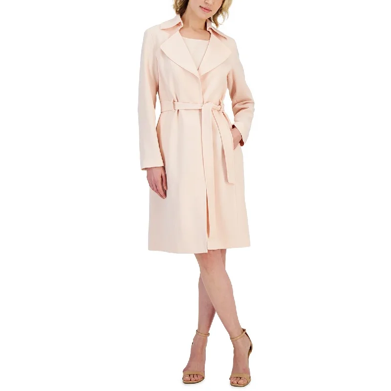 Cozy Chic Le Suit Womens Knit Topper Double-Breasted Blazer