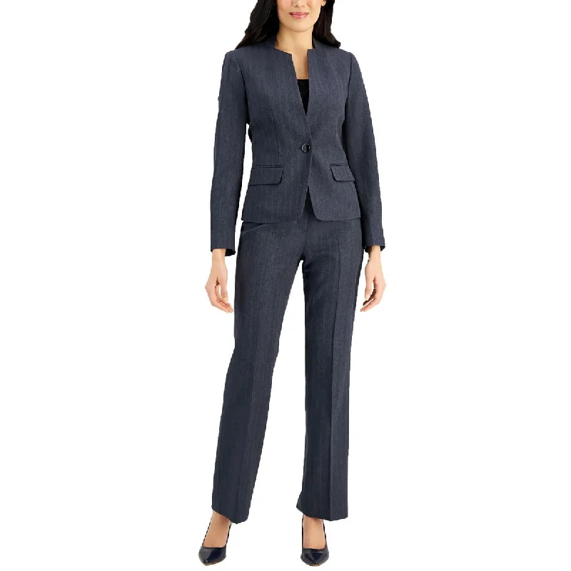 Le Suit Womens Petites Woven Long Sleeves One-Button Blazer