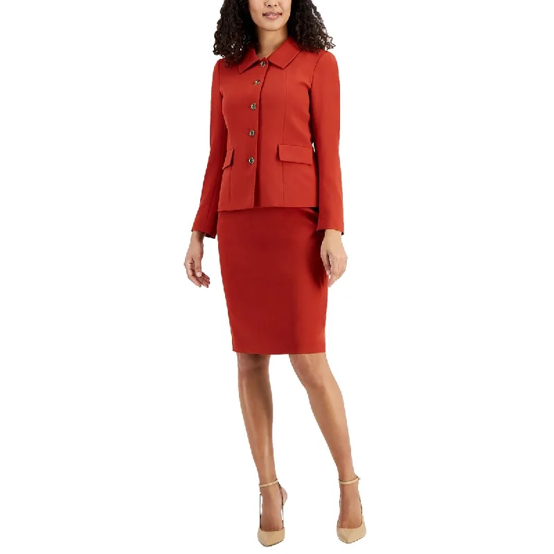 Le Suit Womens Woven Long Sleeves Double-Breasted Blazer