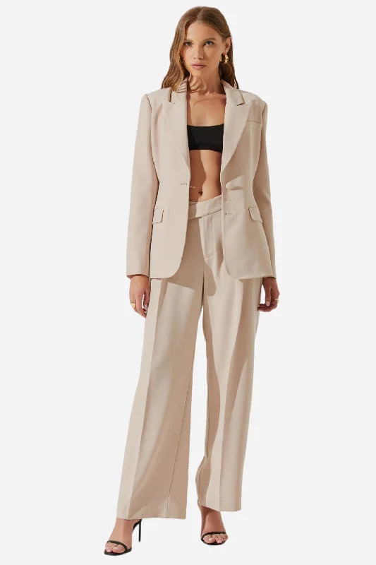 ASTR The Label Rubina Criss-cross Waist Wide Leg Pants in Natural