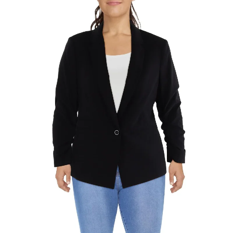 Tahari ASL Womens Knit Long Sleeves One-Button Blazer