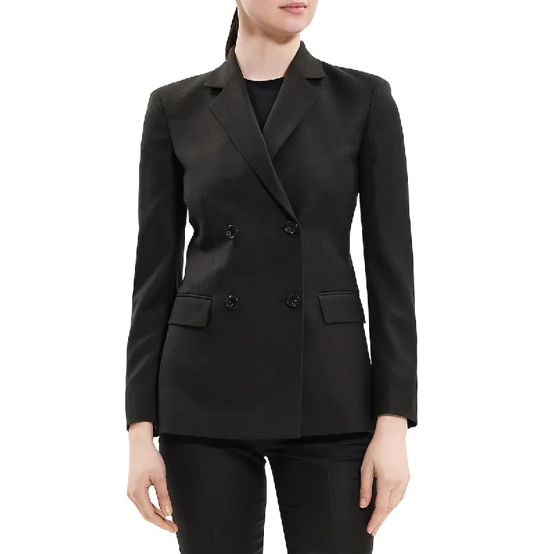 Theory Womens Wool Long Sleeves Two-Button Blazer